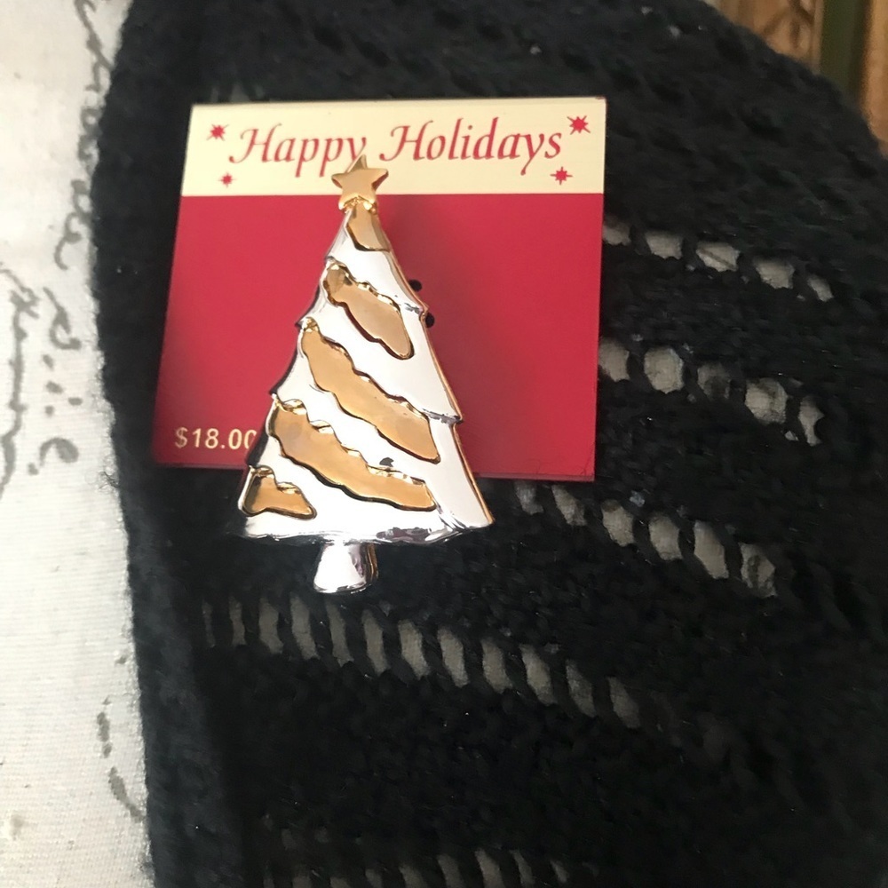 Rare Happy Holidays Snowman & Tree Brooch Pins NWT
